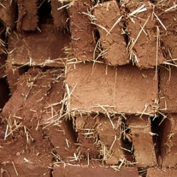 Adobe bricks air drying