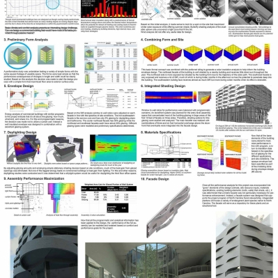 Layout of performance analysis for kinetic facade project using Vasari, Ecotect, Therm, Green Building Studio, and Radiance