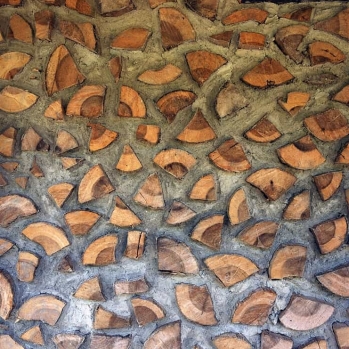 Finished cordwood wall