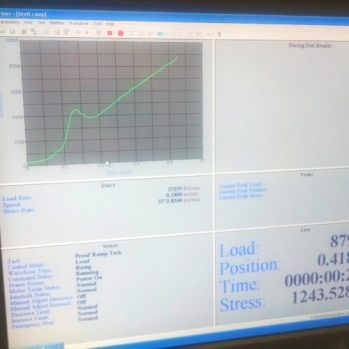 Compressive strength testing software in the Concrete Teaching Lab at UNC Charlotte